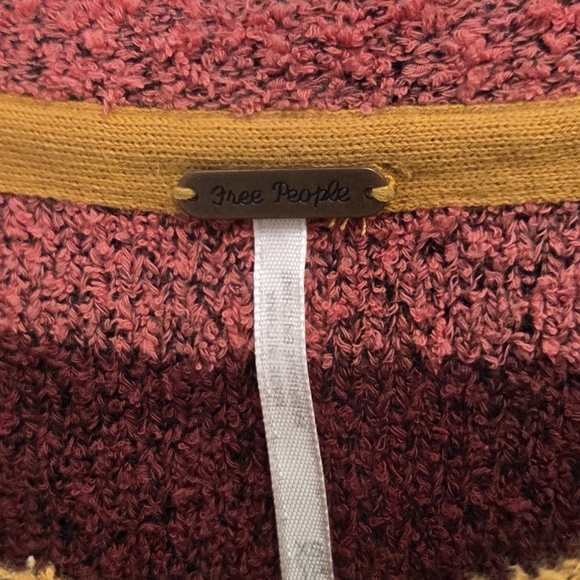 Free People Candyland Stripes Orange Pink Pullover Terry Sweater Size XS - Picture 6 of 8